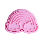 stock image of playdough/clay stamp and cutter. Eco-friendly sensory play tool by brand playsense perfect for creative and imaginative play. can also be used for cookies and baking. pictured is rainbow cloud