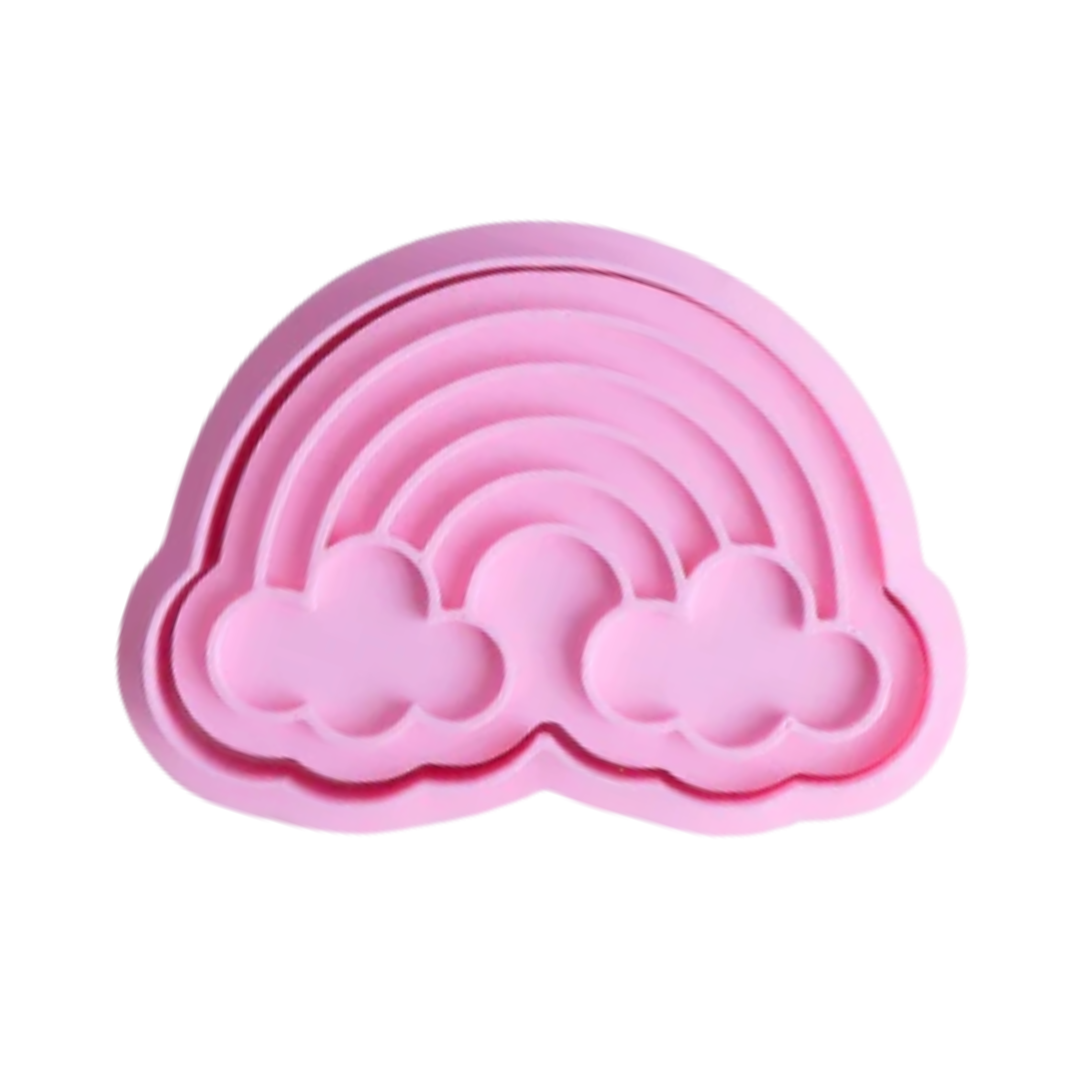 stock image of playdough/clay stamp and cutter. Eco-friendly sensory play tool by brand playsense perfect for creative and imaginative play. can also be used for cookies and baking. pictured is rainbow cloud