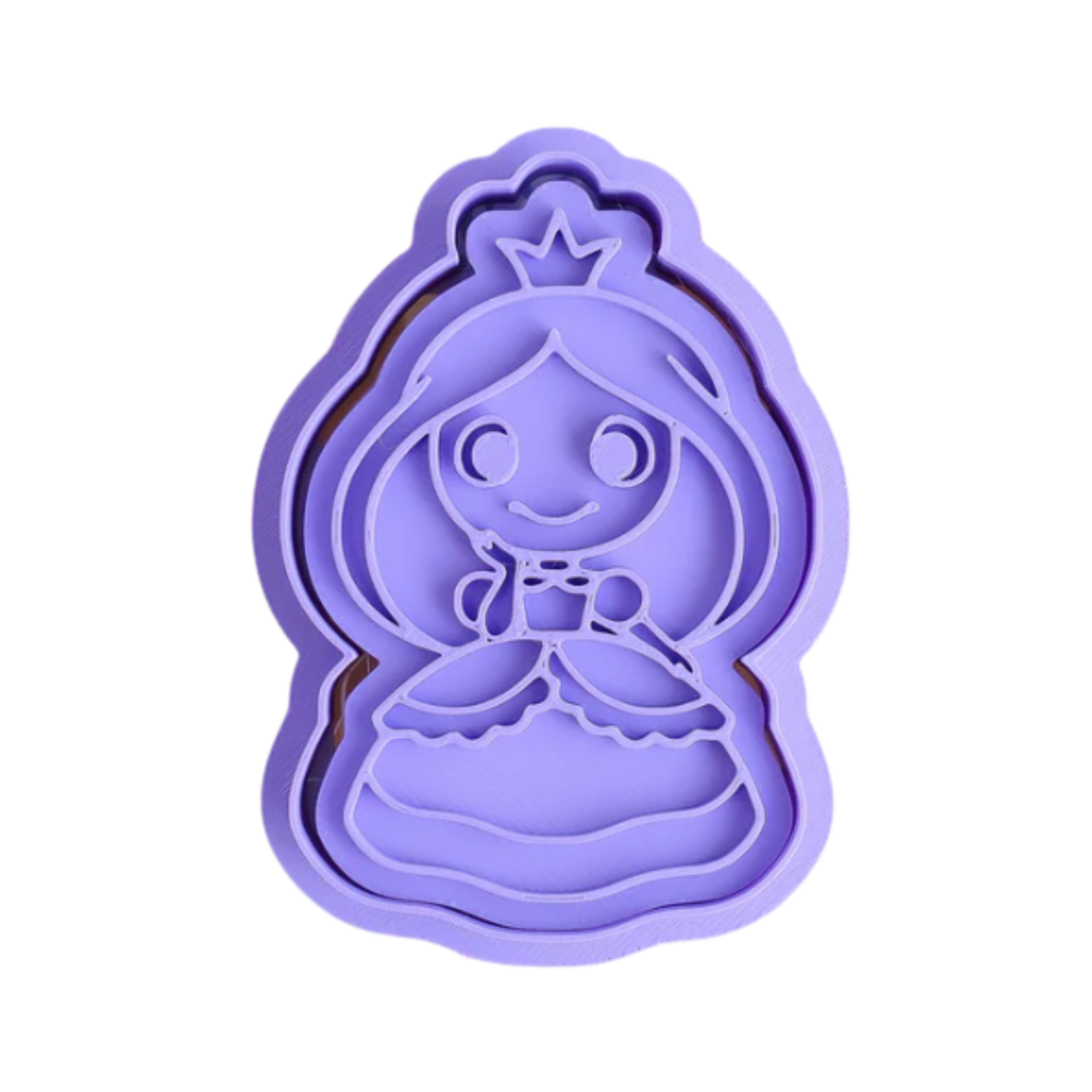 stock image of playdough/clay stamp and cutter. Eco-friendly sensory play tool by brand playsense perfect for creative and imaginative play. can also be used for cookies and baking. pictured is princess