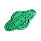 stock image of playdough/clay stamp and cutter. Eco-friendly sensory play tool by brand playsense perfect for creative and imaginative play. can also be used for cookies and baking. pictured is saturn