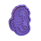 stock image of playdough/clay stamp and cutter. Eco-friendly sensory play tool by brand playsense perfect for creative and imaginative play. can also be used for cookies and baking. pictured is seahorse