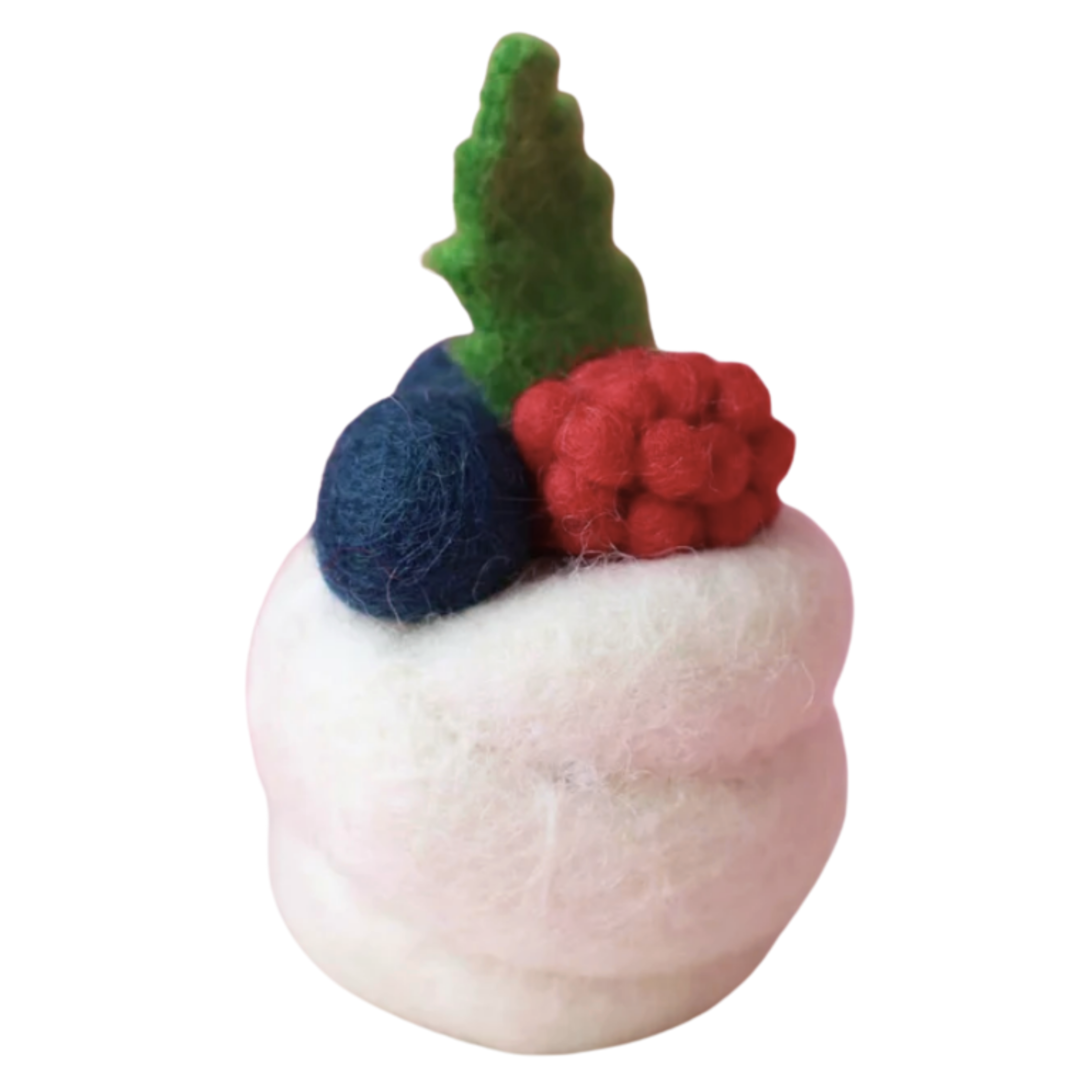 felt pavlova toy handmade wool pretend play dessert with berries Juni Moon