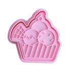 stock image of playdough/clay stamp and cutter. Eco-friendly sensory play tool by brand playsense perfect for creative and imaginative play. can also be used for cookies and baking. pictured is sundae