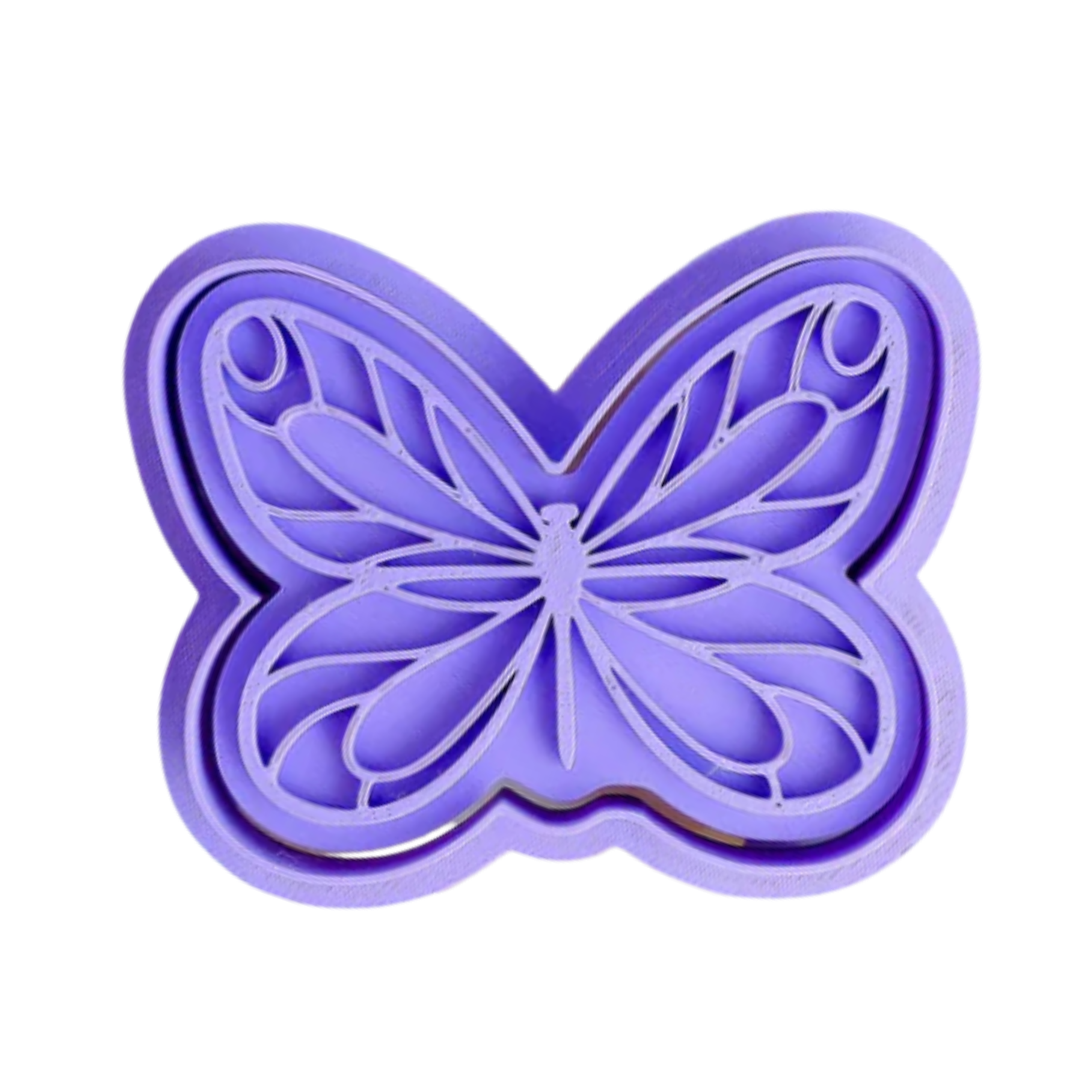 stock image of playdoughc/clay stamp and cutter. Eco-friendly sensory play tool perfect for creative and imaginative play. can also be used for cookies and baking. pictured is butterfly