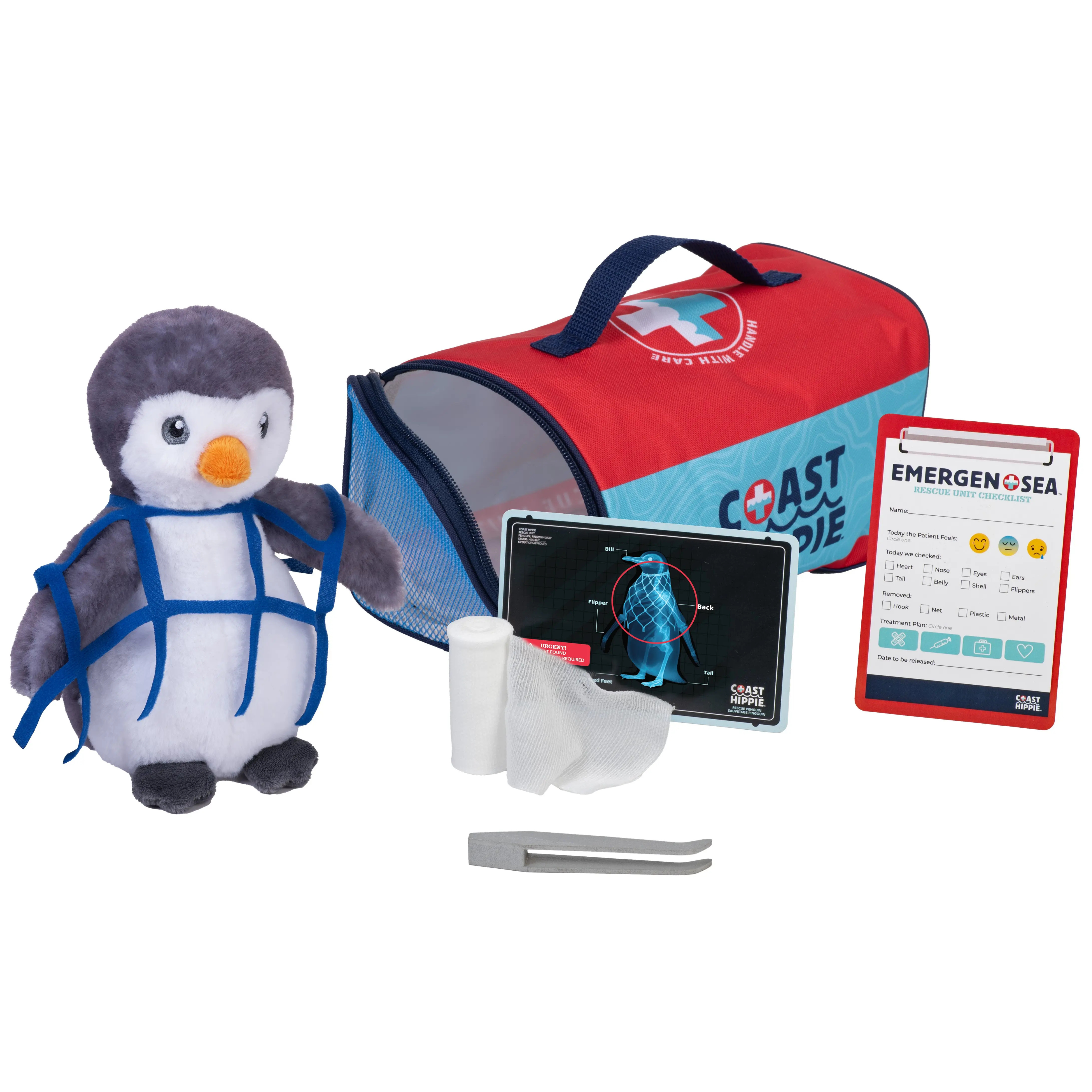 Wild Republic Penguin Wildlife Rescue Pretend Play Set with plush penguin and rescue accessories