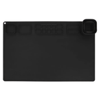 the Re-CRAFT-able Silicone Creativity Mat Set in black with silicone craft mat and cup. A fun and practical solution for mess free creative play. made by little change creators