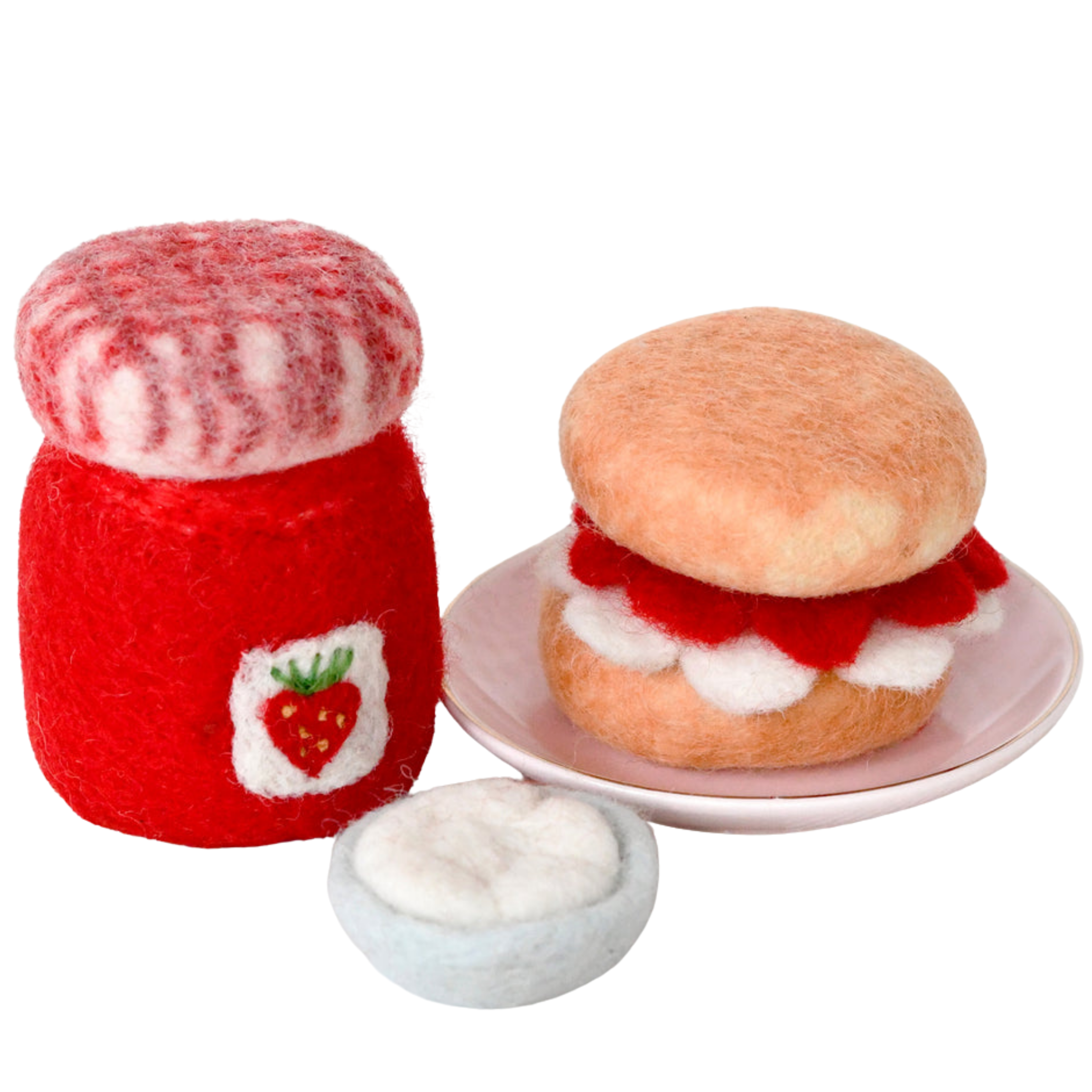 Strawberry Jam + Scones Set Felt Food - Tara Treasures