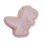 stockimage of playdough/clay stamp and cutter. Eco-friendly sensory play tool by brand playsense perfect for creative and imaginative play. can also be used for cookies and baking. pictured is t-rex