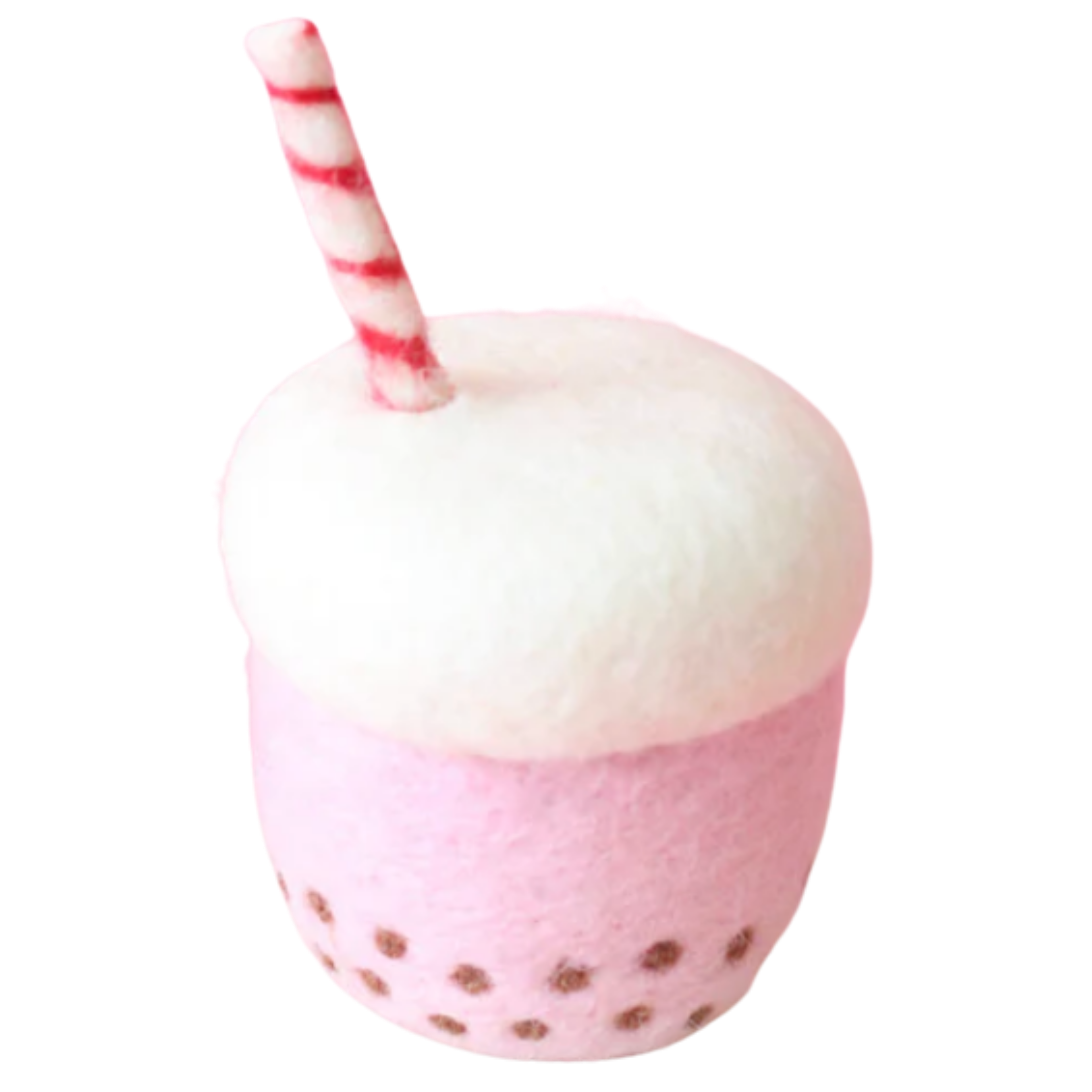 felt strawberry bubble tea toy handmade wool pretend play drink boba Juni Moon