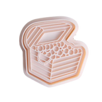 stockimage of playdough/clay stamp and cutter. Eco-friendly sensory play tool by brand playsense perfect for creative and imaginative play. can also be used for cookies and baking. pictured is treasure chest
