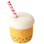 felt mango bubble tea toy handmade wool pretend play drink boba Juni Moon