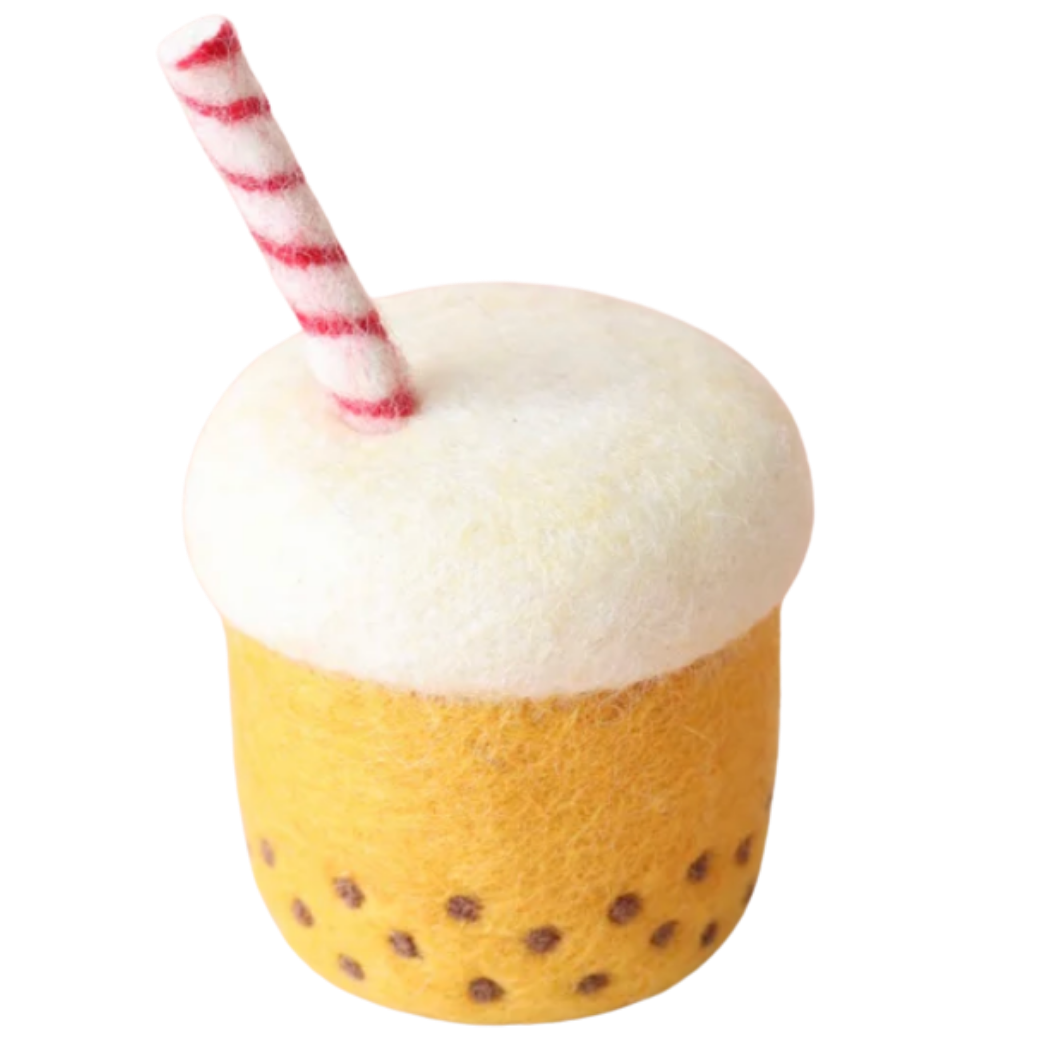 felt mango bubble tea toy handmade wool pretend play drink boba Juni Moon