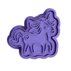 stock image of playdough/clay stamp and cutter. Eco-friendly sensory play tool by brand playsense perfect for creative and imaginative play. can also be used for cookies and baking. pictured is unicorn