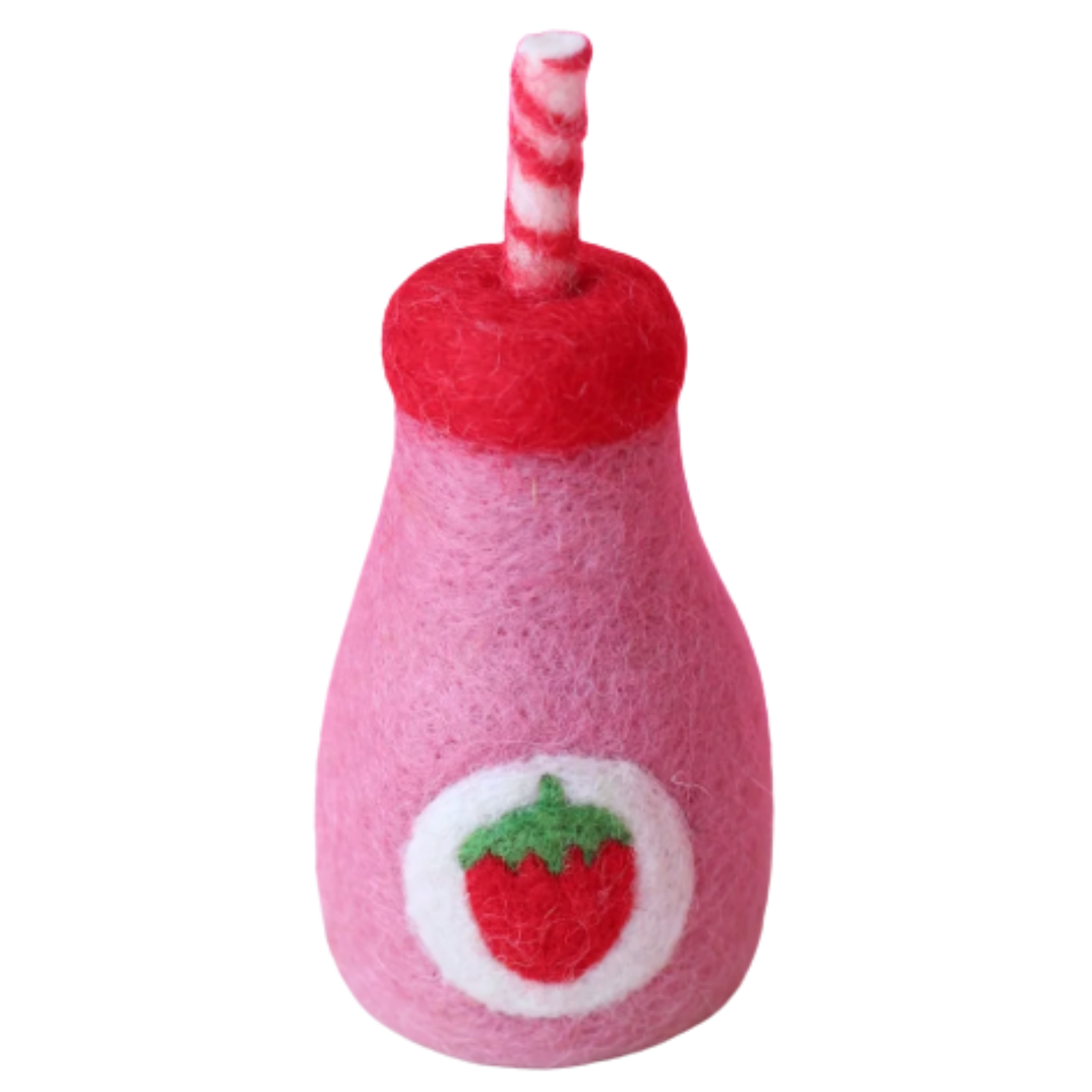 felt strawberry juice toy handmade wool pretend play doll drink bottle Juni Moon