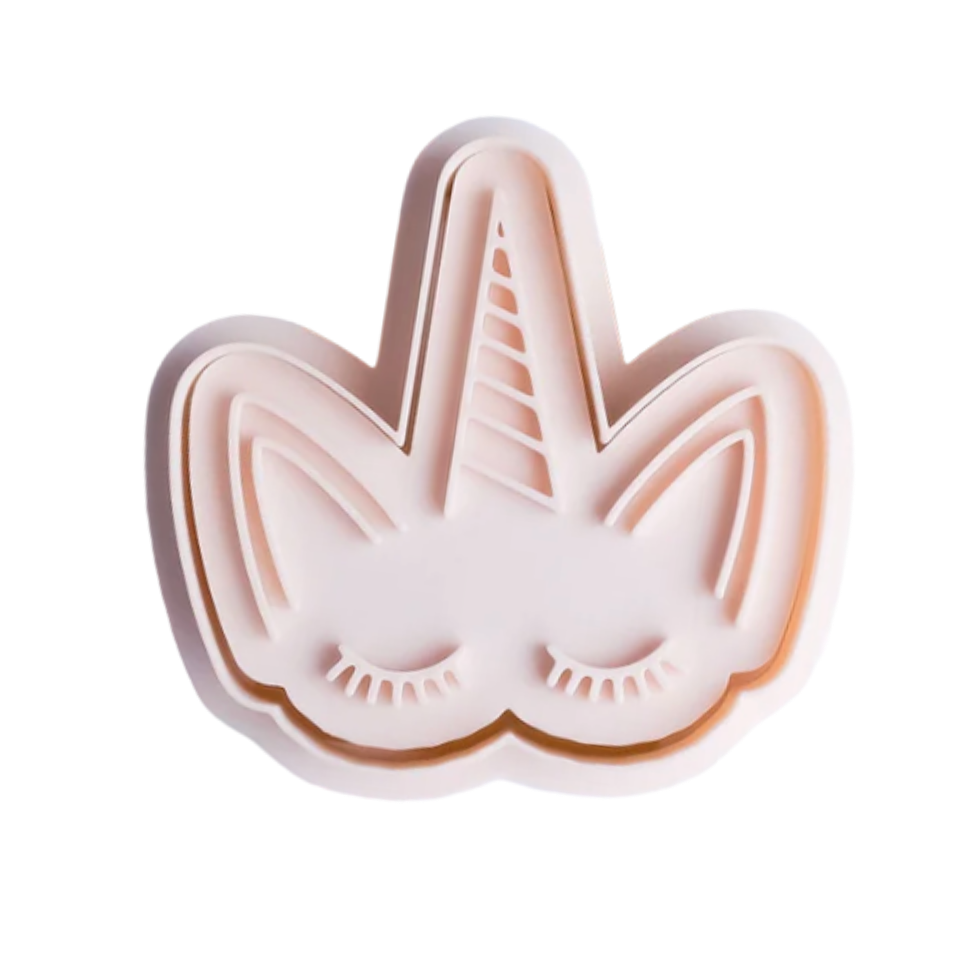 stockimage of playdough/clay stamp and cutter. Eco-friendly sensory play tool by brand playsense perfect for creative and imaginative play. can also be used for cookies and baking. pictured is unicorn face