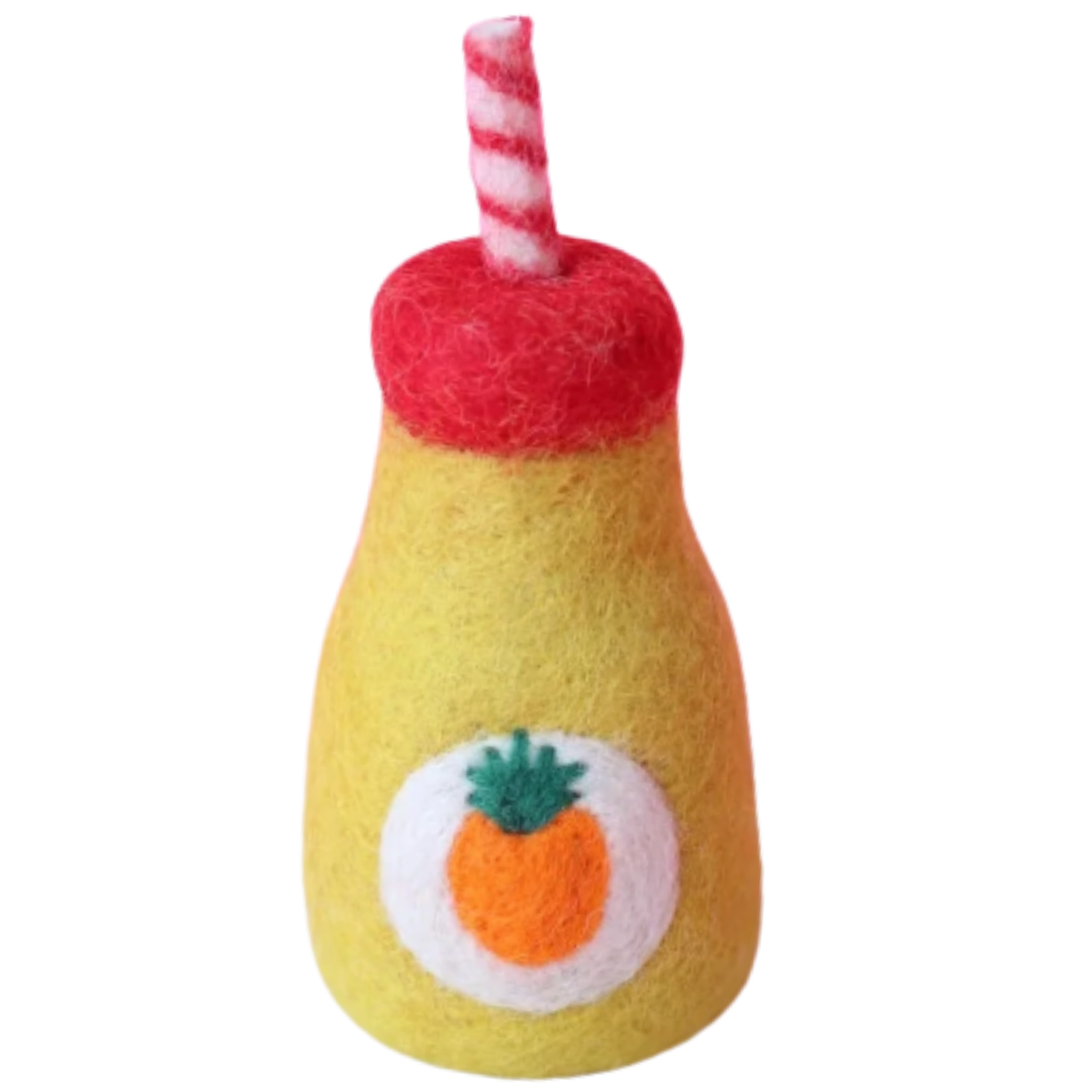 felt pineapple juice toy handmade wool pretend play doll drink bottle Juni Moon