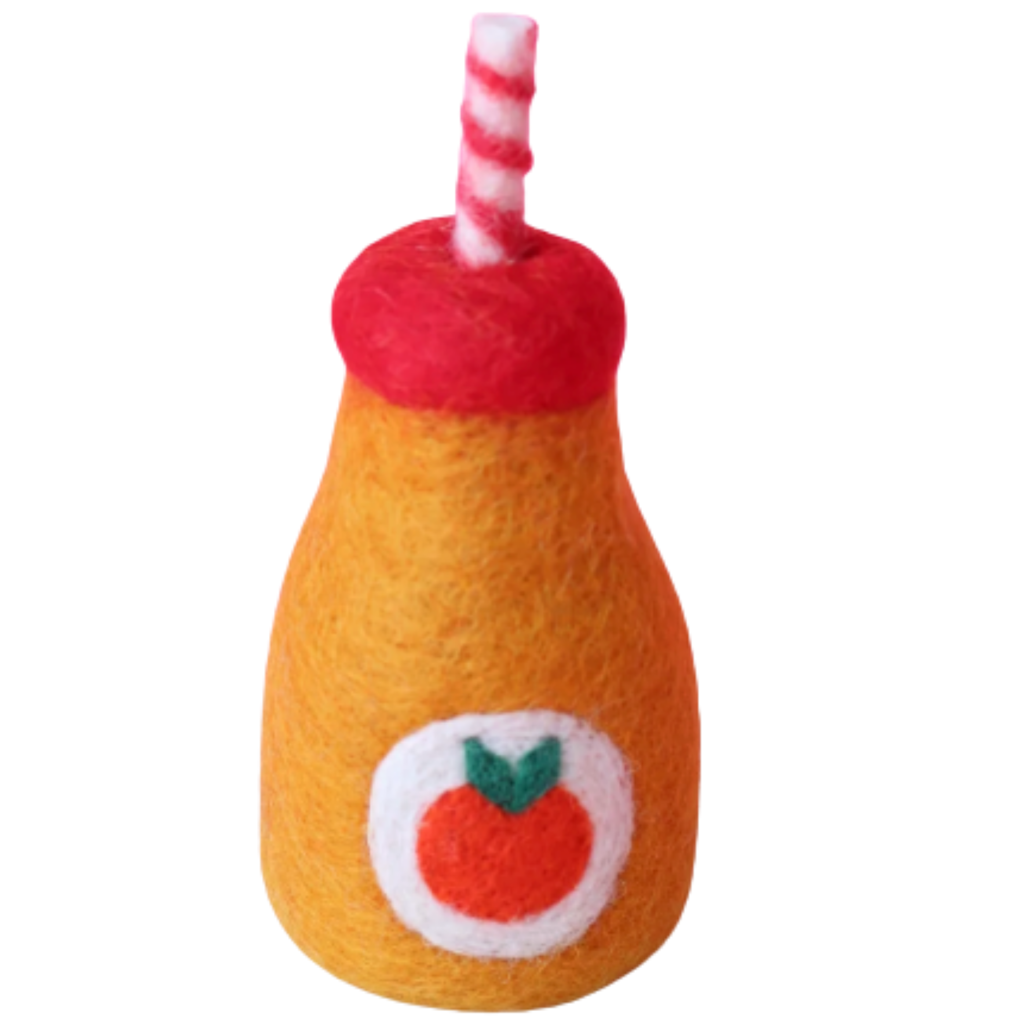 felt orange juice toy handmade wool pretend play doll drink bottle Juni Moon