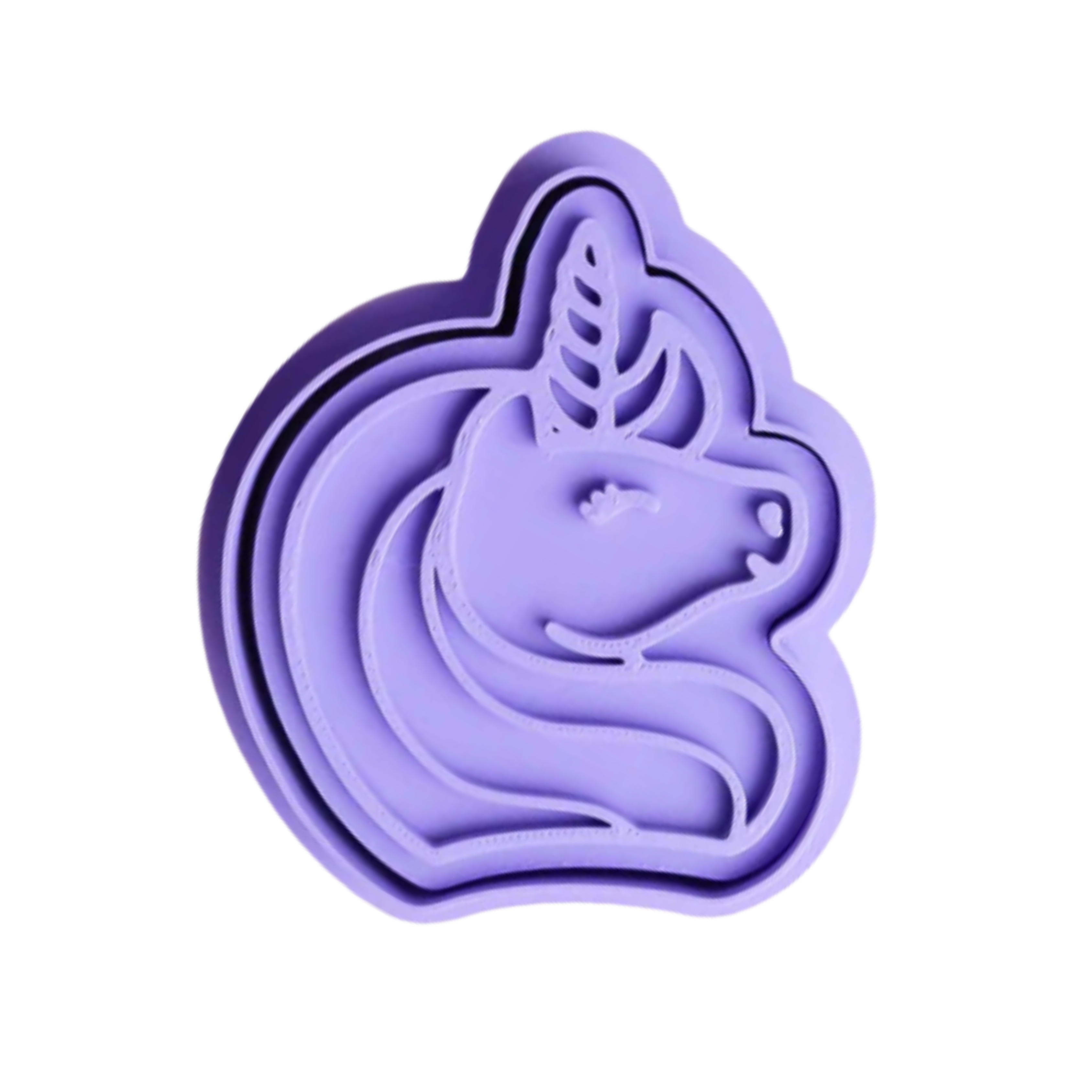 stock image of playdough/clay stamp and cutter. Eco-friendly sensory play tool by brand playsense perfect for creative and imaginative play. can also be used for cookies and baking. pictured is magic unicorn
