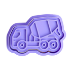 stock image of playdough/clay stamp and cutter. Eco-friendly sensory play tool by brand playsense perfect for creative and imaginative play. can also be used for cookies and baking. pictured is a cement truck