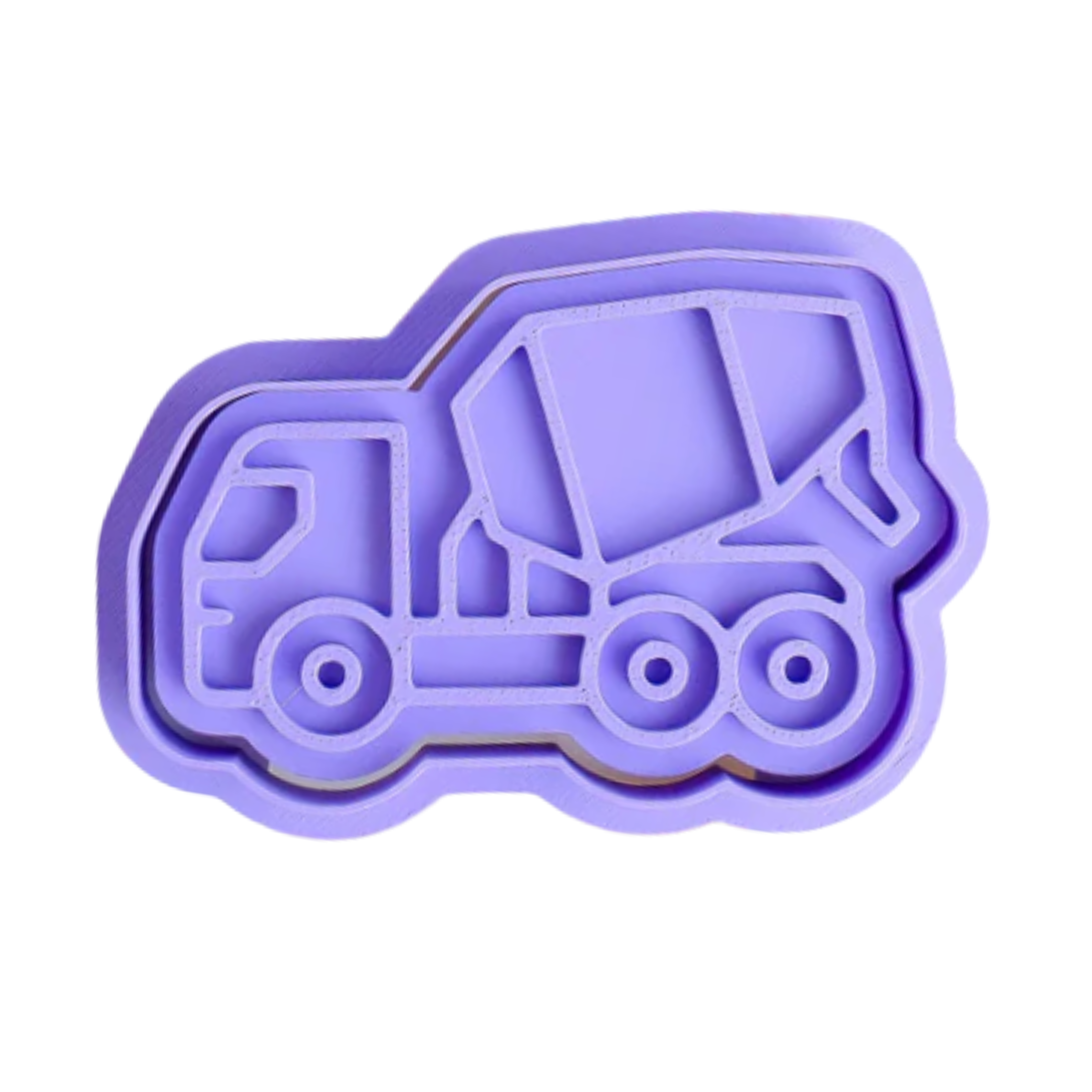 stock image of playdough/clay stamp and cutter. Eco-friendly sensory play tool by brand playsense perfect for creative and imaginative play. can also be used for cookies and baking. pictured is a cement truck