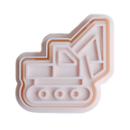 stock image of playdough/clay stamp and cutter. Eco-friendly sensory play tool by brand playsense perfect for creative and imaginative play. can also be used for cookies and baking. pictured is excavator
