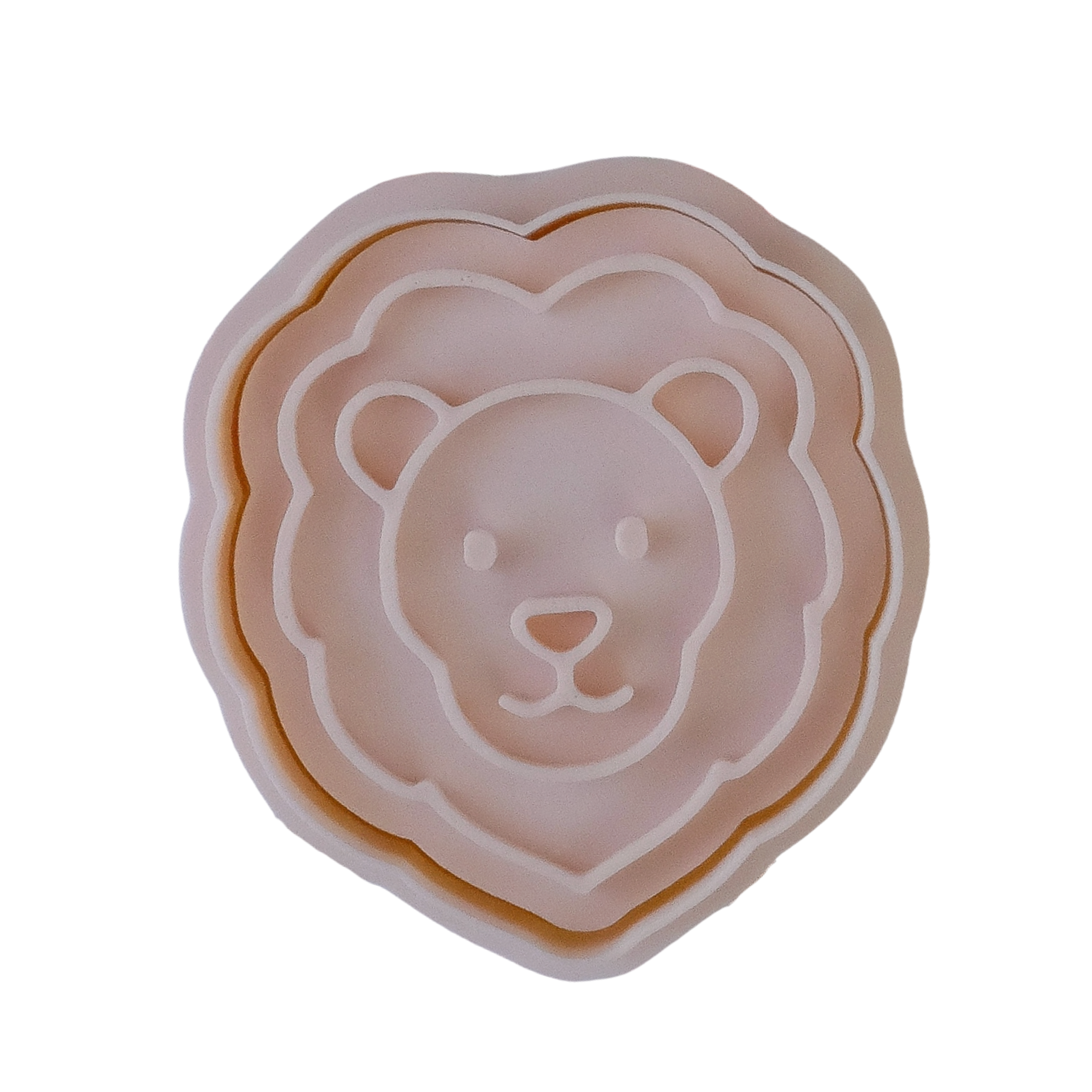 stock image of playdough/clay stamp and cutter. Eco-friendly sensory play tool by brand playsense perfect for creative and imaginative play. can also be used for cookies and baking. pictured is lion