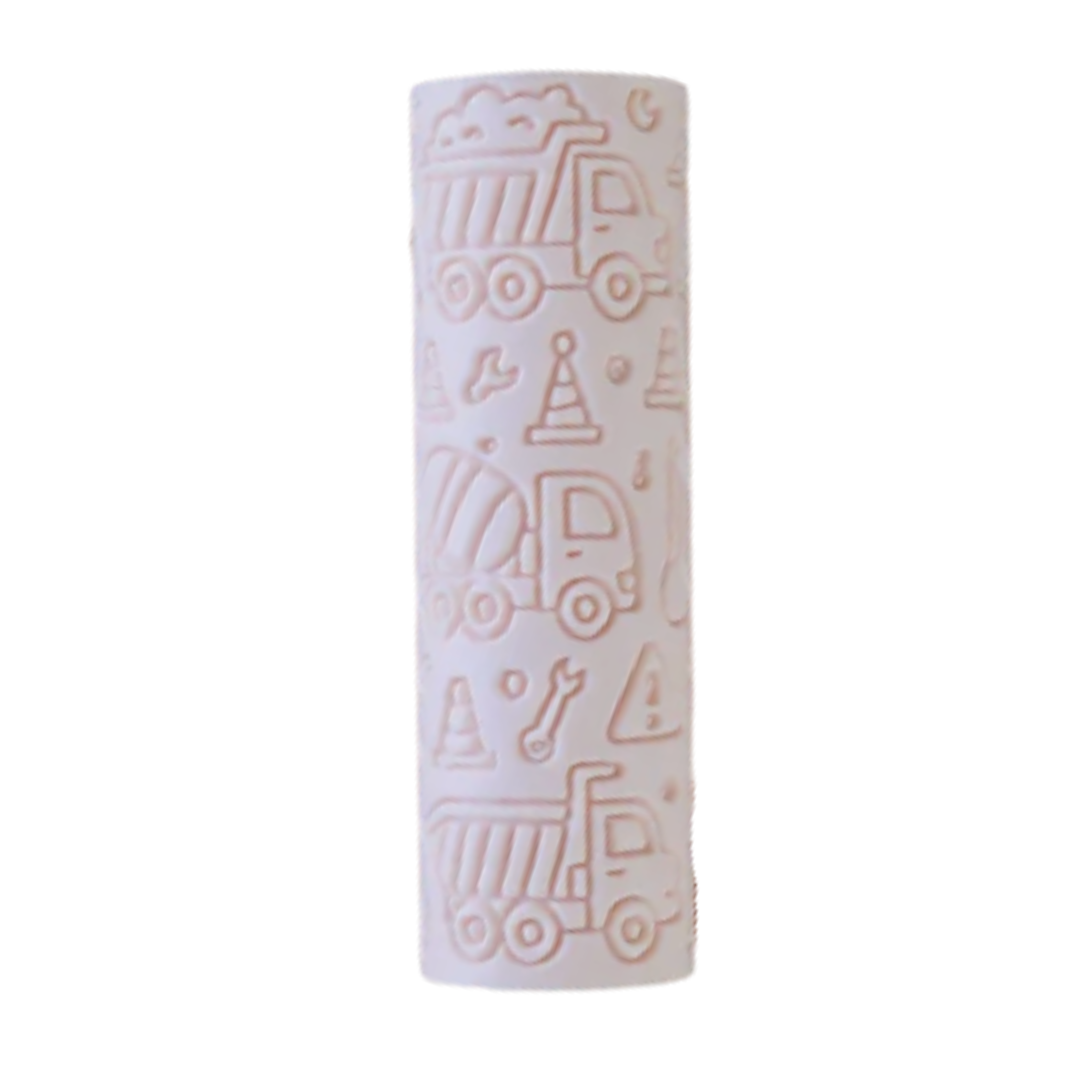 Image of eco textured dough roller designed with fun patterns and to be used with sensory like playdough or can be used for cooking dough. Textured roller is in the pattern construction