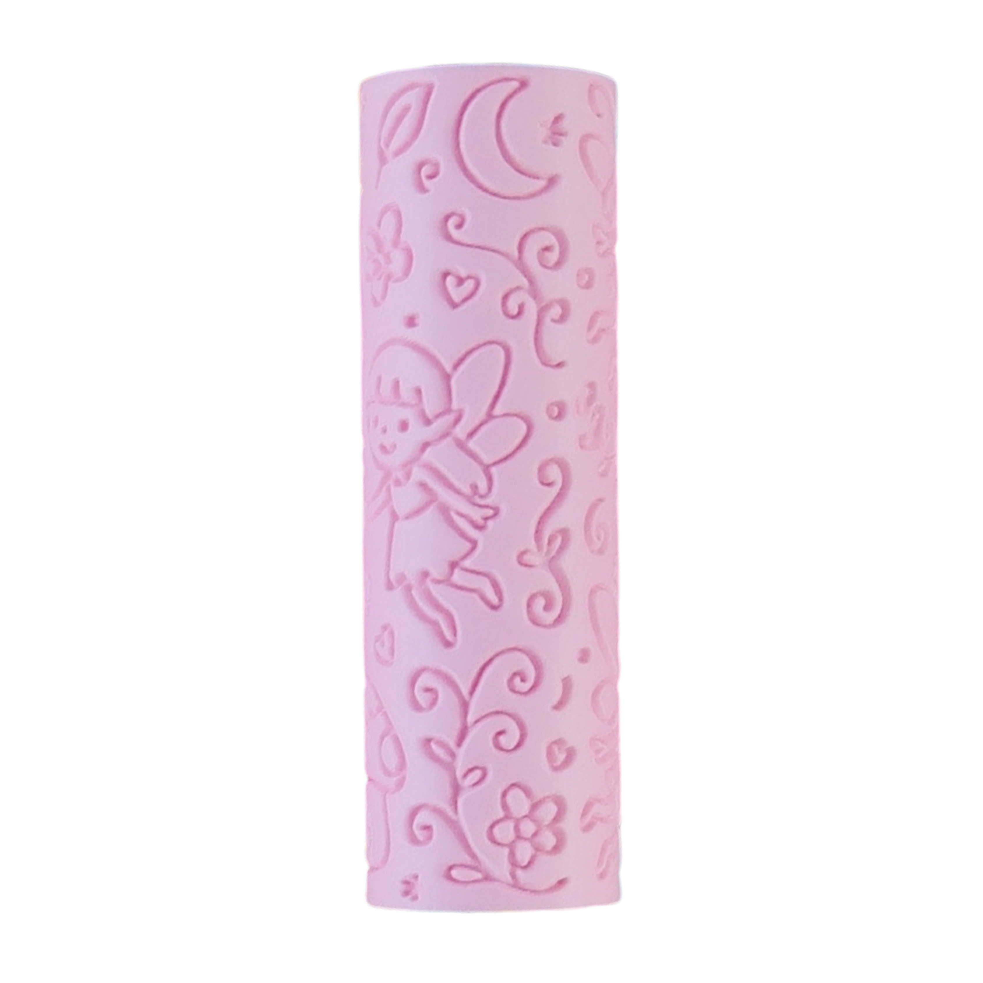 Image of eco textured dough roller designed with fun patterns and to be used with sensory like playdough or can be used for cooking dough. Textured roller is in the pattern fairy