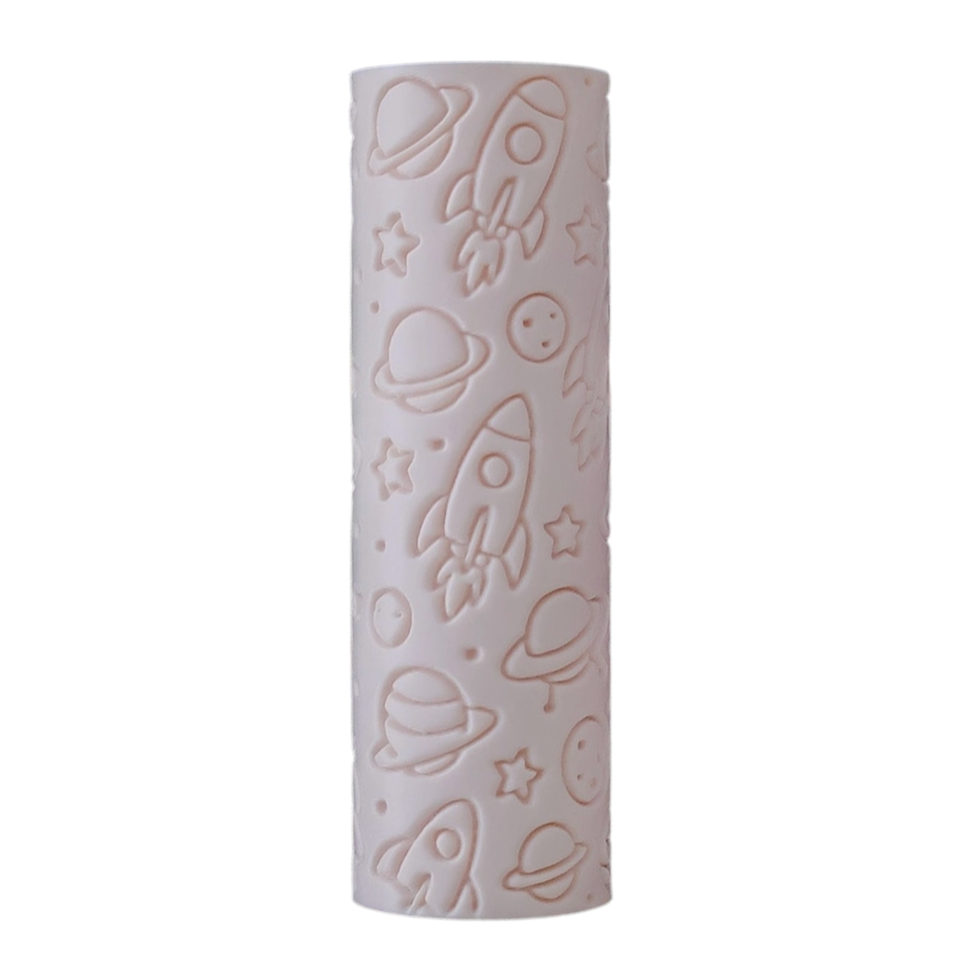 Image of eco textured dough roller designed with fun patterns and to be used with sensory like playdough or can be used for cooking dough. Textured roller is in the pattern space
