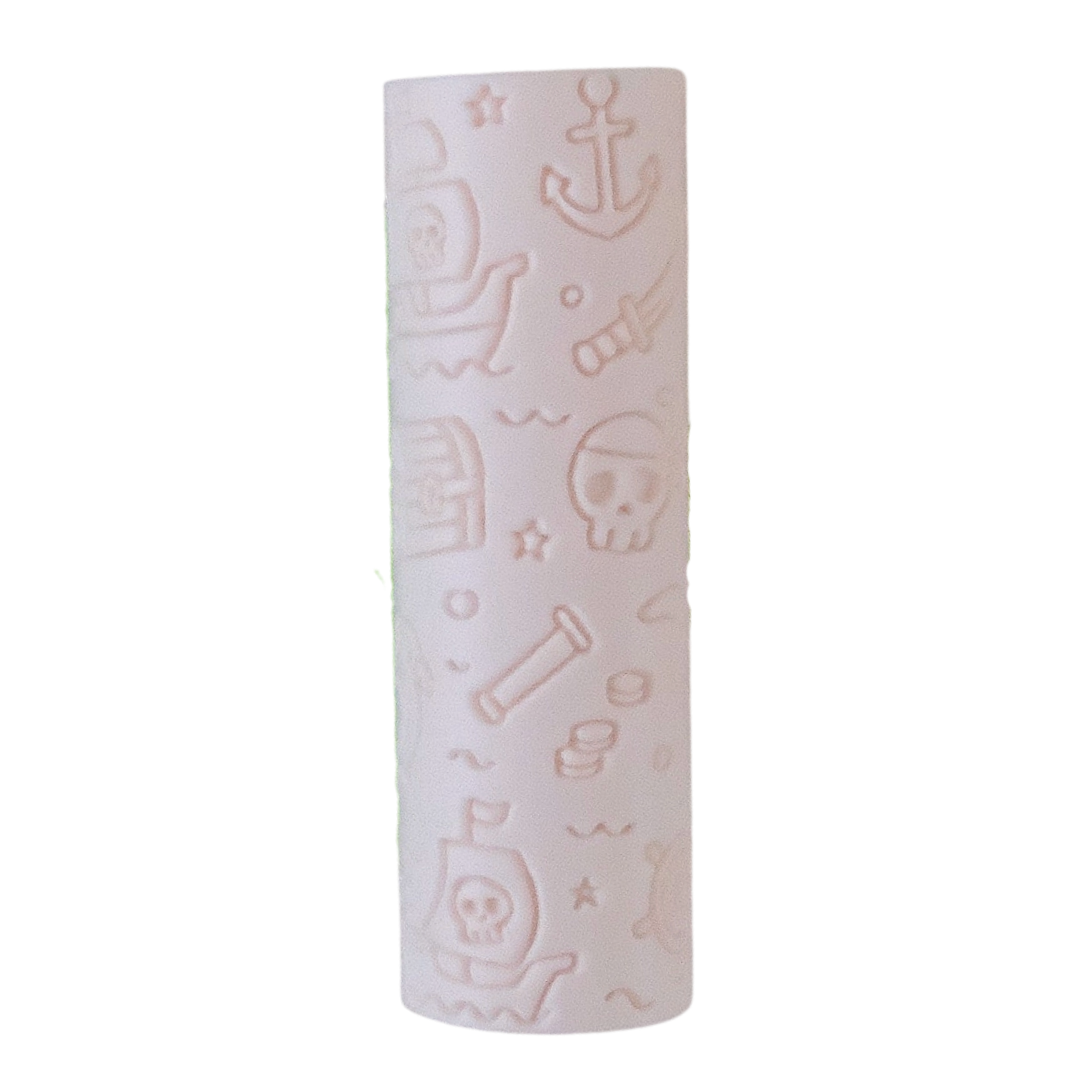 Image of eco textured dough roller designed with fun patterns and to be used with sensory like playdough or can be used for cooking dough. Textured roller is in the pattern pirate