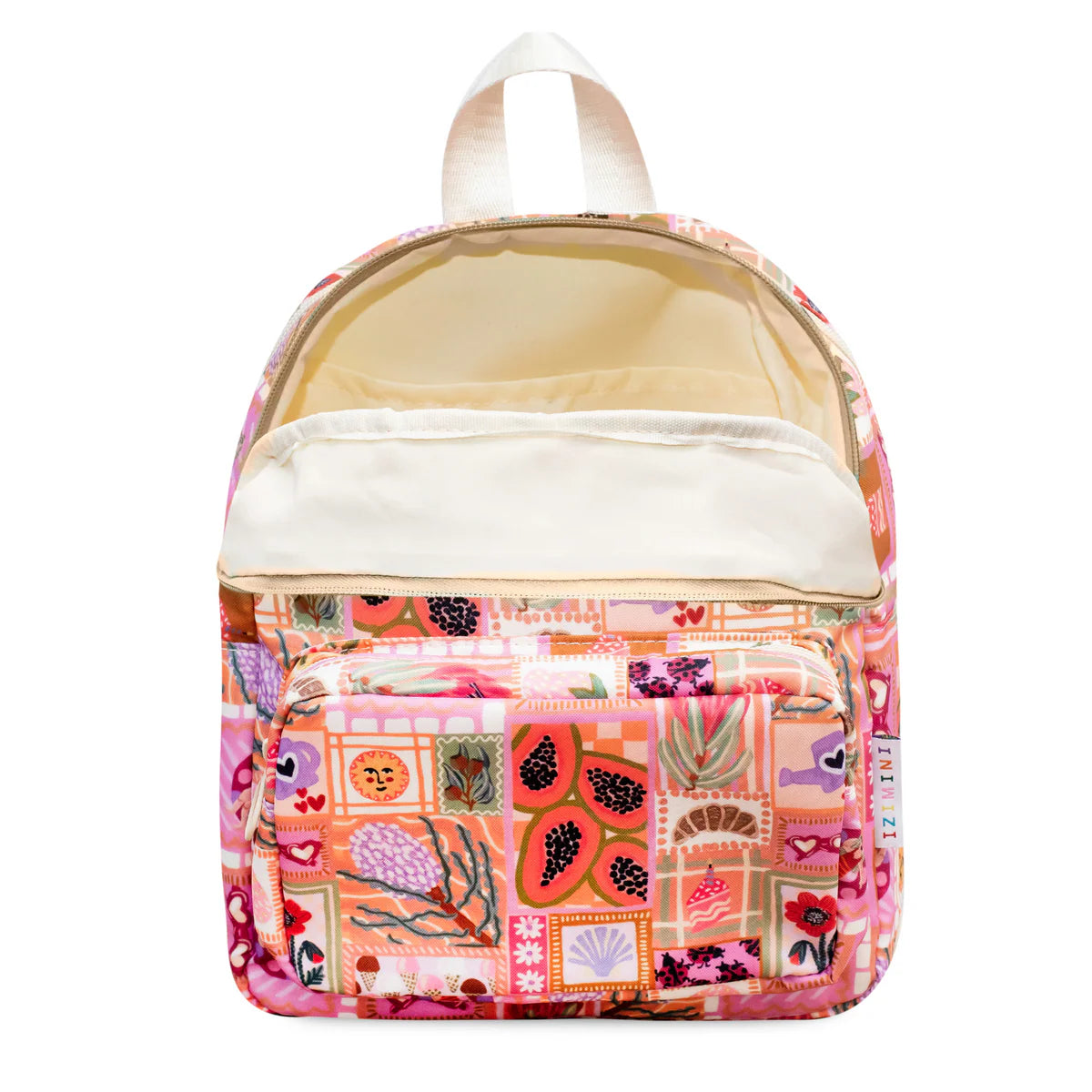 inside view of toddler backpacks, perfect for on the go and have matching accessories. can also be personalised with childs name. this print is amy