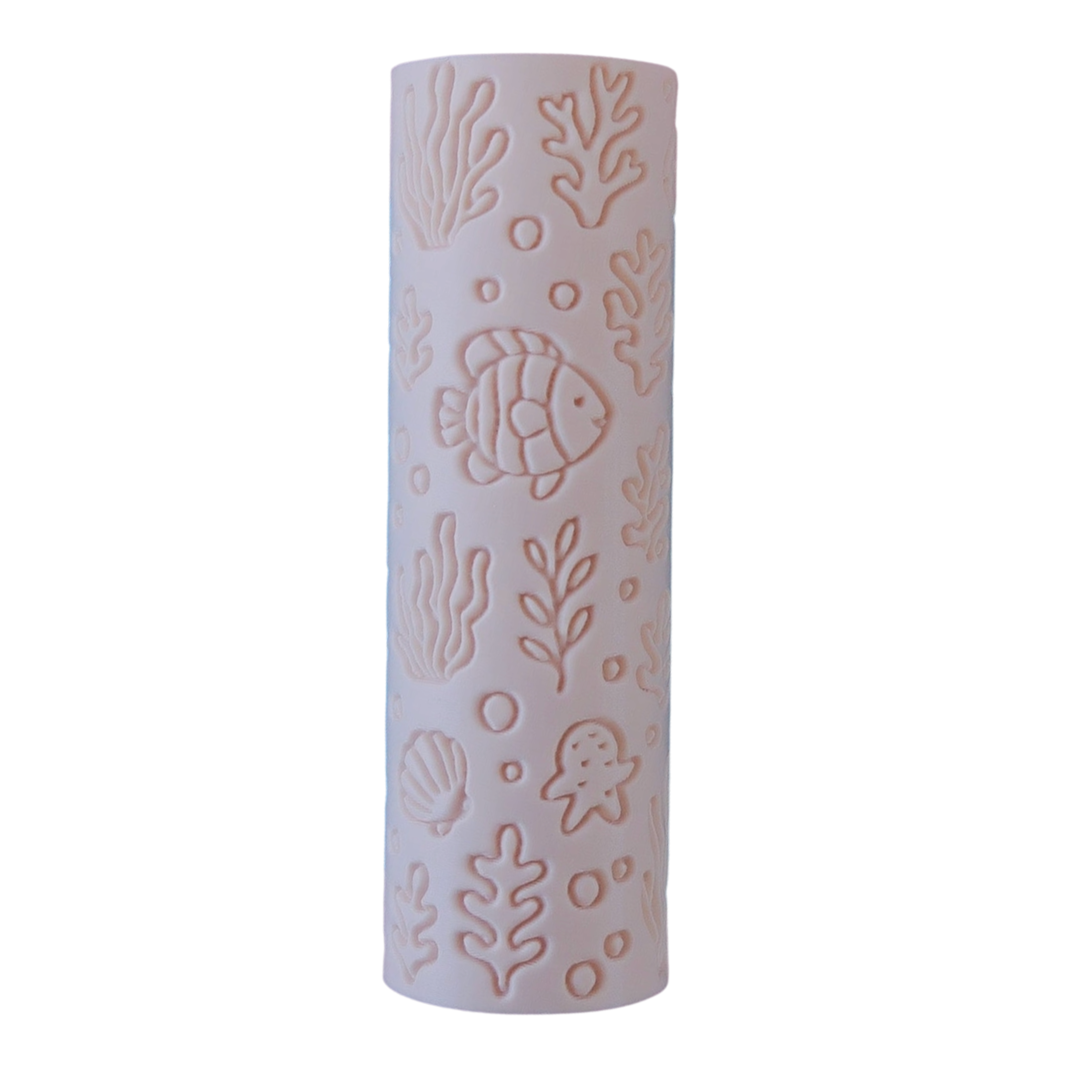 Image of eco textured dough roller designed with fun patterns and to be used with sensory like playdough or can be used for cooking dough. Textured roller is in the pattern ocean life