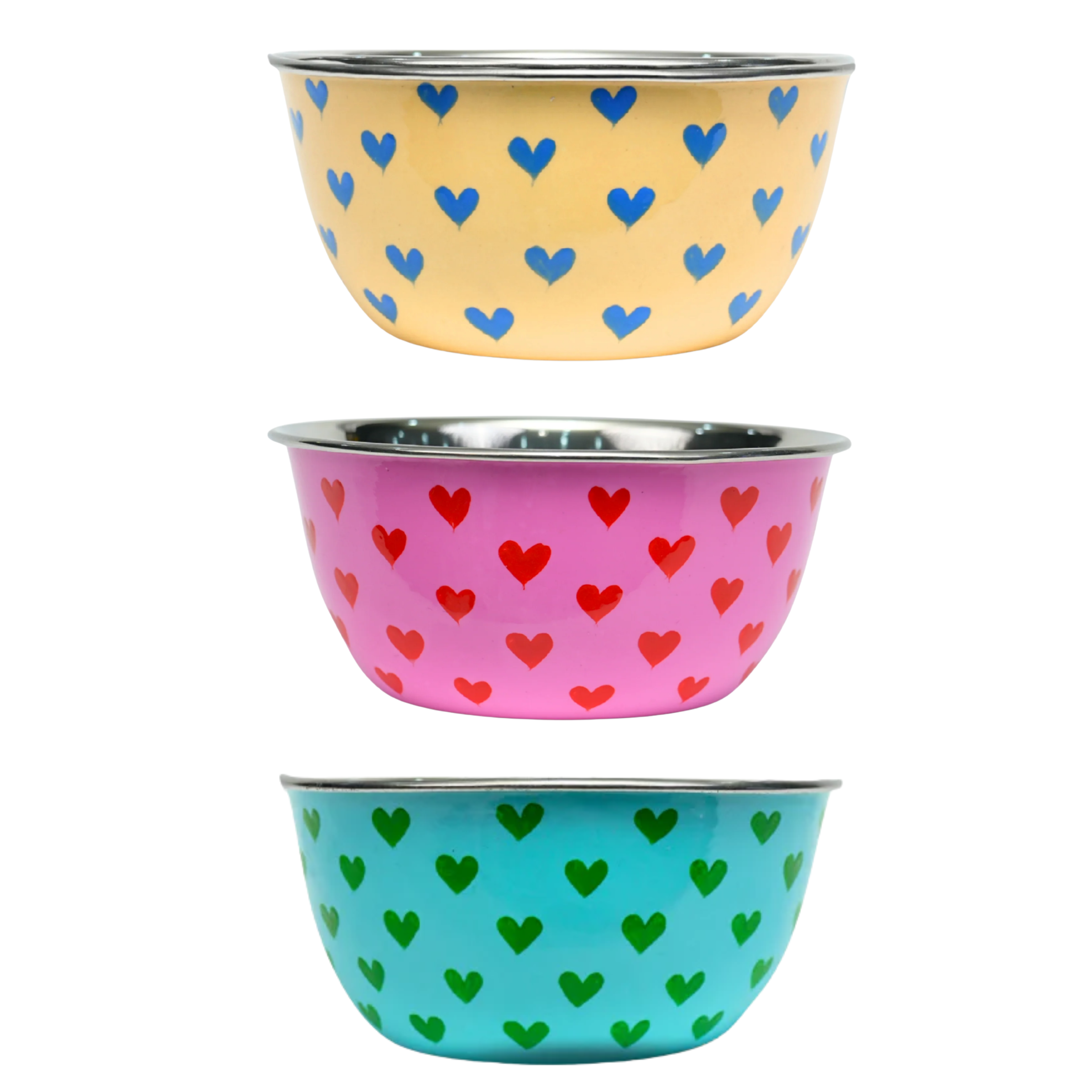 hearts stainless steel bowls picnic folk for camping