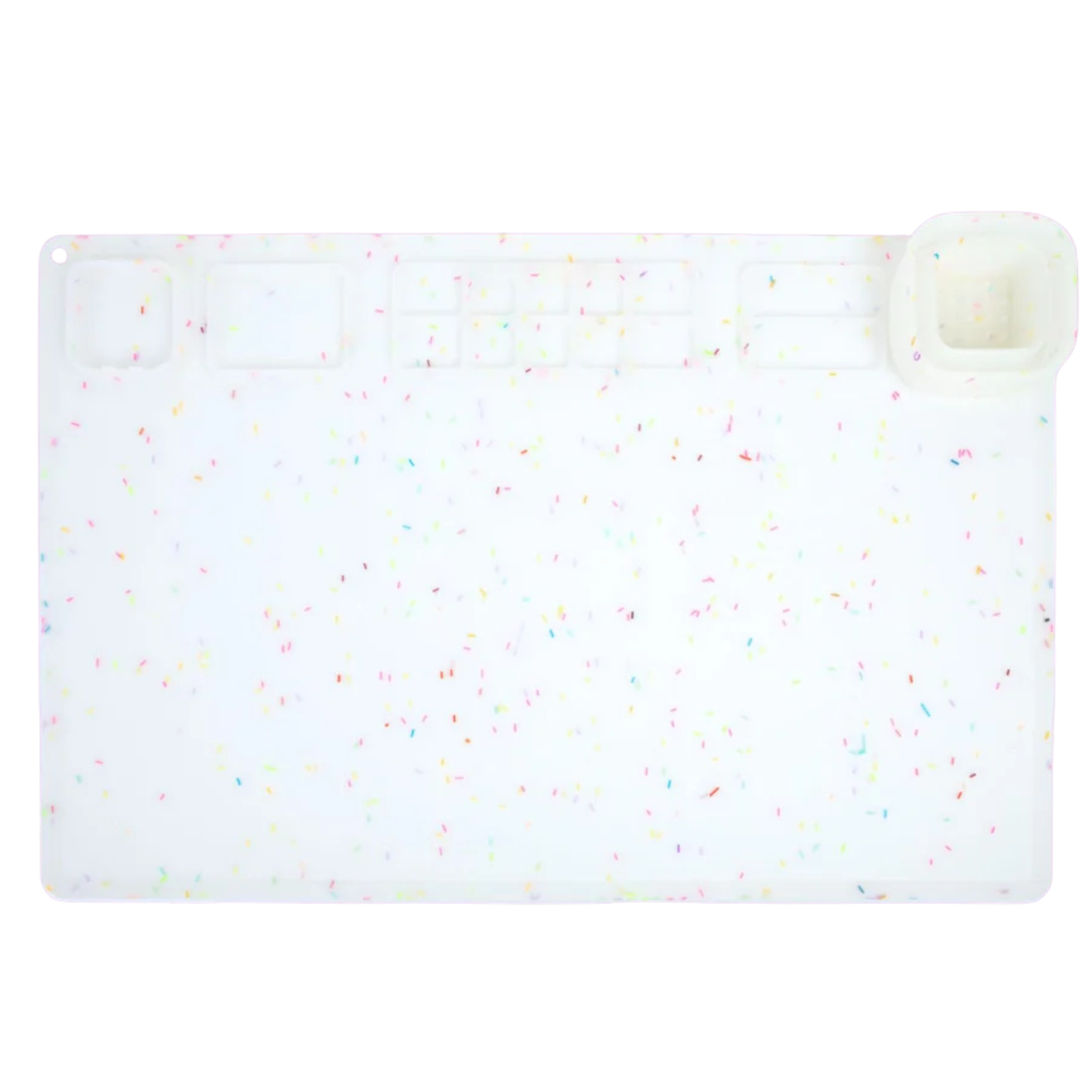Re-CRAFT-able Silicone Creativity Mat Set in Confetti with silicone craft mat and collapsible cup. A fun and practical solution for mess free creative play.  made by little change creators