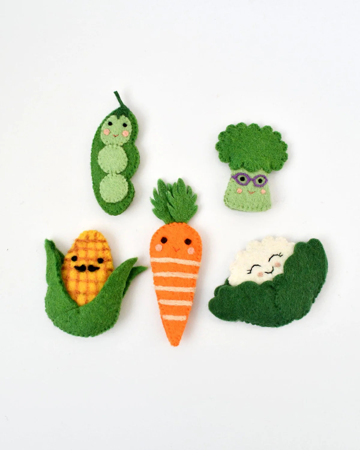 Vegetables Felt Finger Puppet Set - Tara Treasures