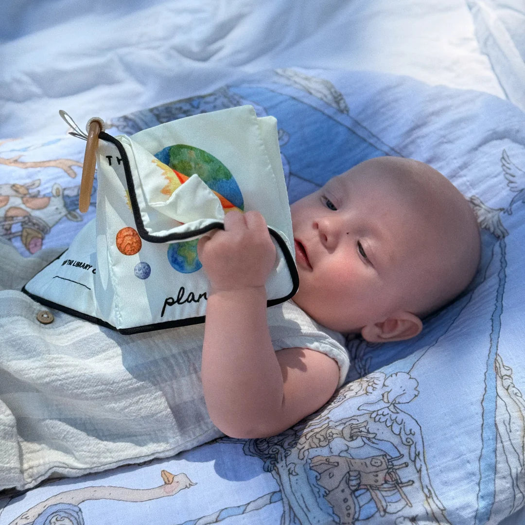Soft educational baby book with planets