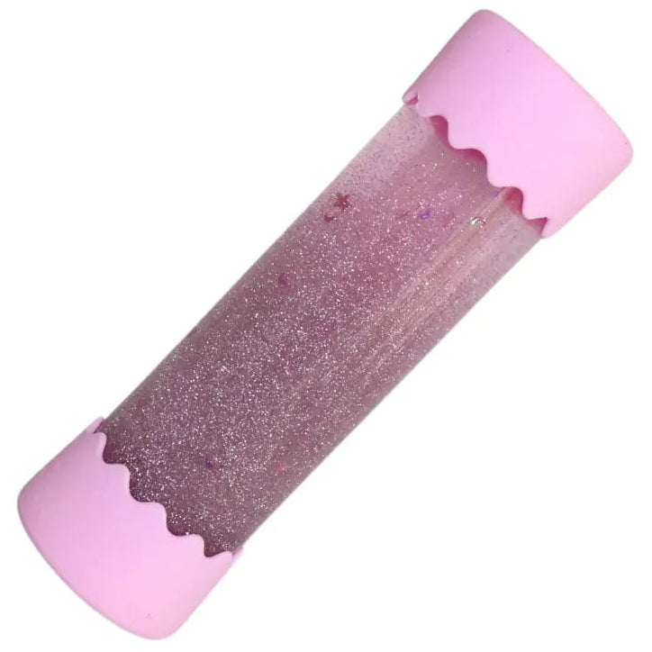 Jellystone Designs Baby Calm Down Bottle in Bubblegum Pink with pink silver and iridescent glitter sensory filling