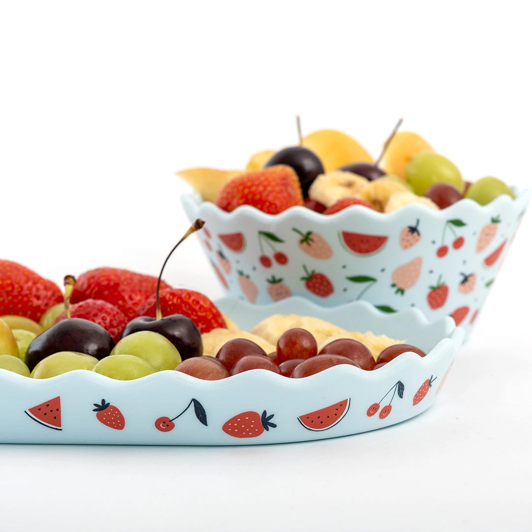 Bowl and Plate Set | Blue Fruits
