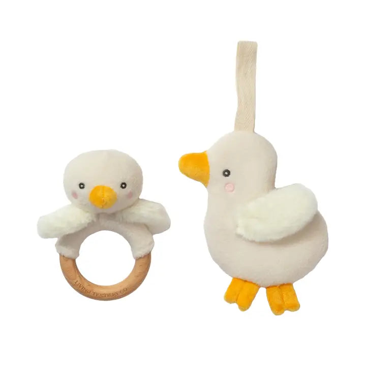 Goosey Goosey Teething Ring Rattle & Dummy Chain Gift Set - Living Textiles
