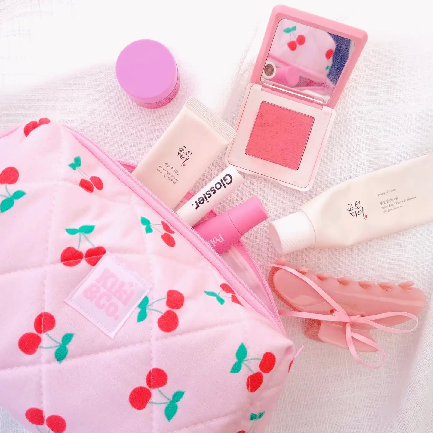 Quilted Makeup Bag | Cherry