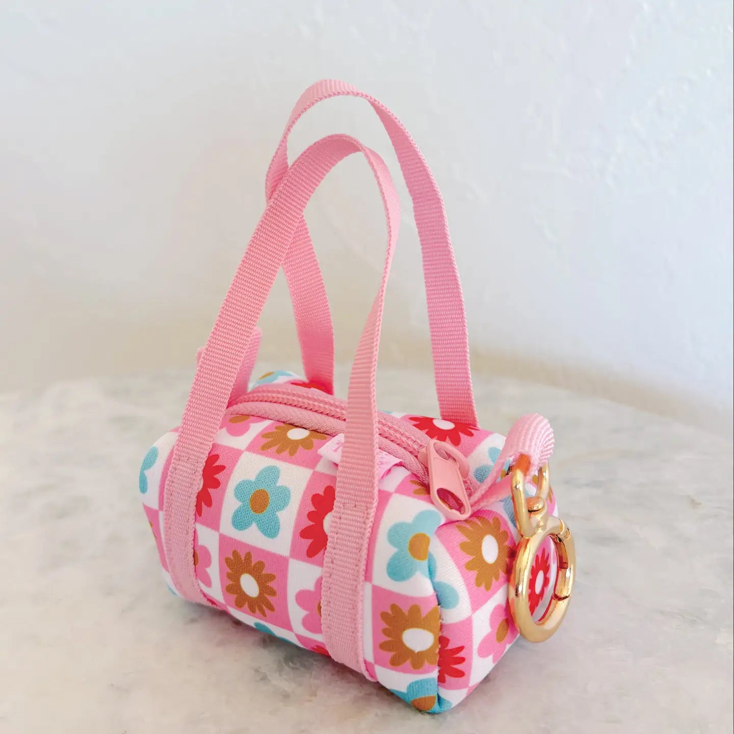 Bag Charm - Mini Purse | Checkered Floral