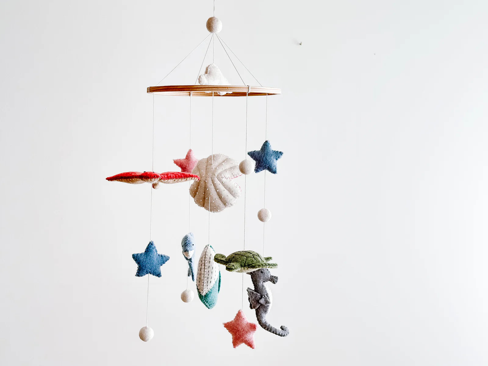 Ganapati Sea Life Felt Baby Mobile nursery décor with handcrafted wool felt marine animals