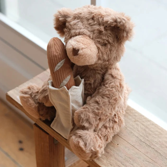 Teddy Bear w/ Removable Baguette Rattle - Little Lamb Kind