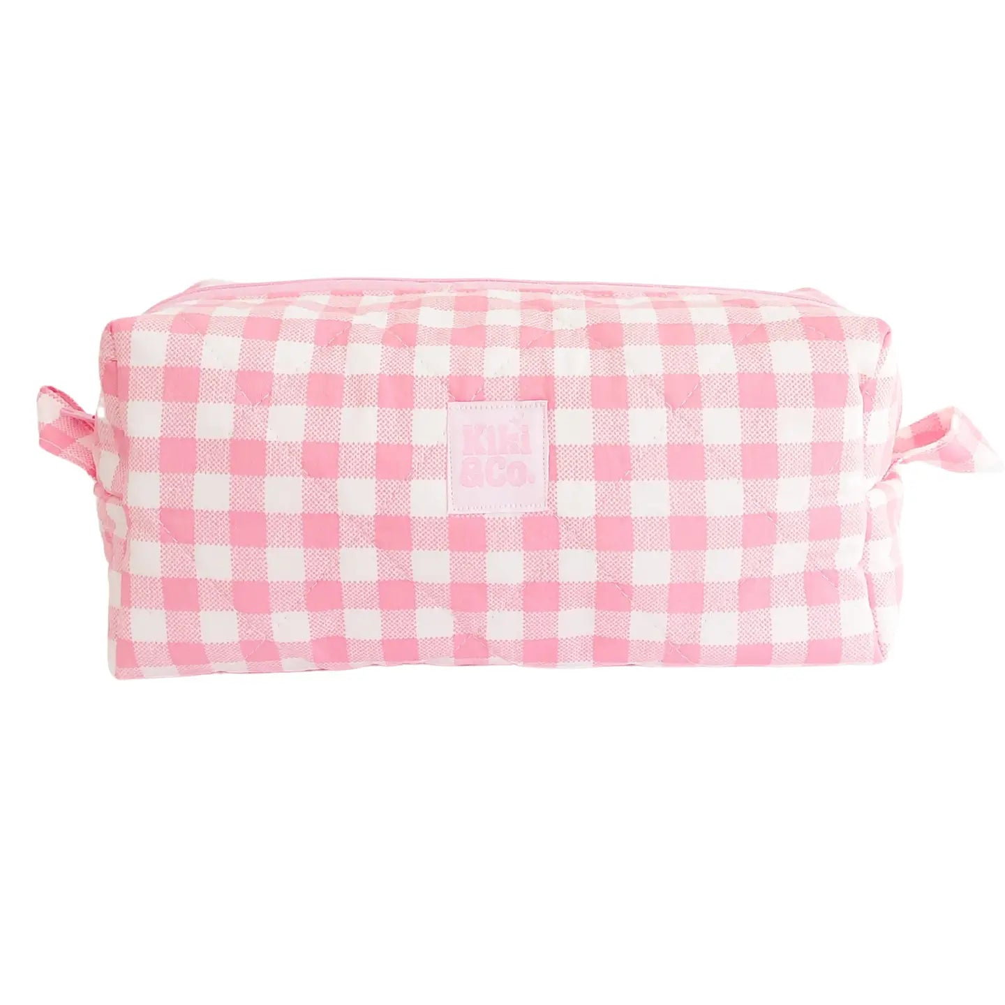Quilted Makeup Bag | Pink Gingham