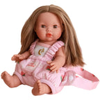 baby dolls carrier made by tiny harlow with a baby inside for pretend play, the print is strawberry picnic