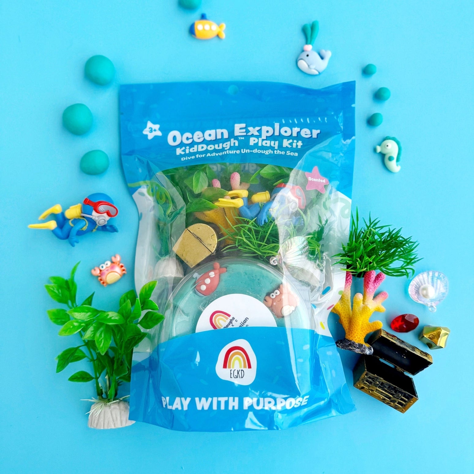 Ocean Explorer Sensory Playdough Kit - Earth Grown KidDoughs