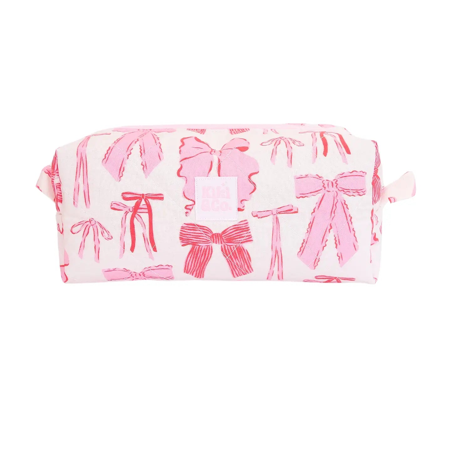 Quilted Makeup Bag | Red/Pink Bows