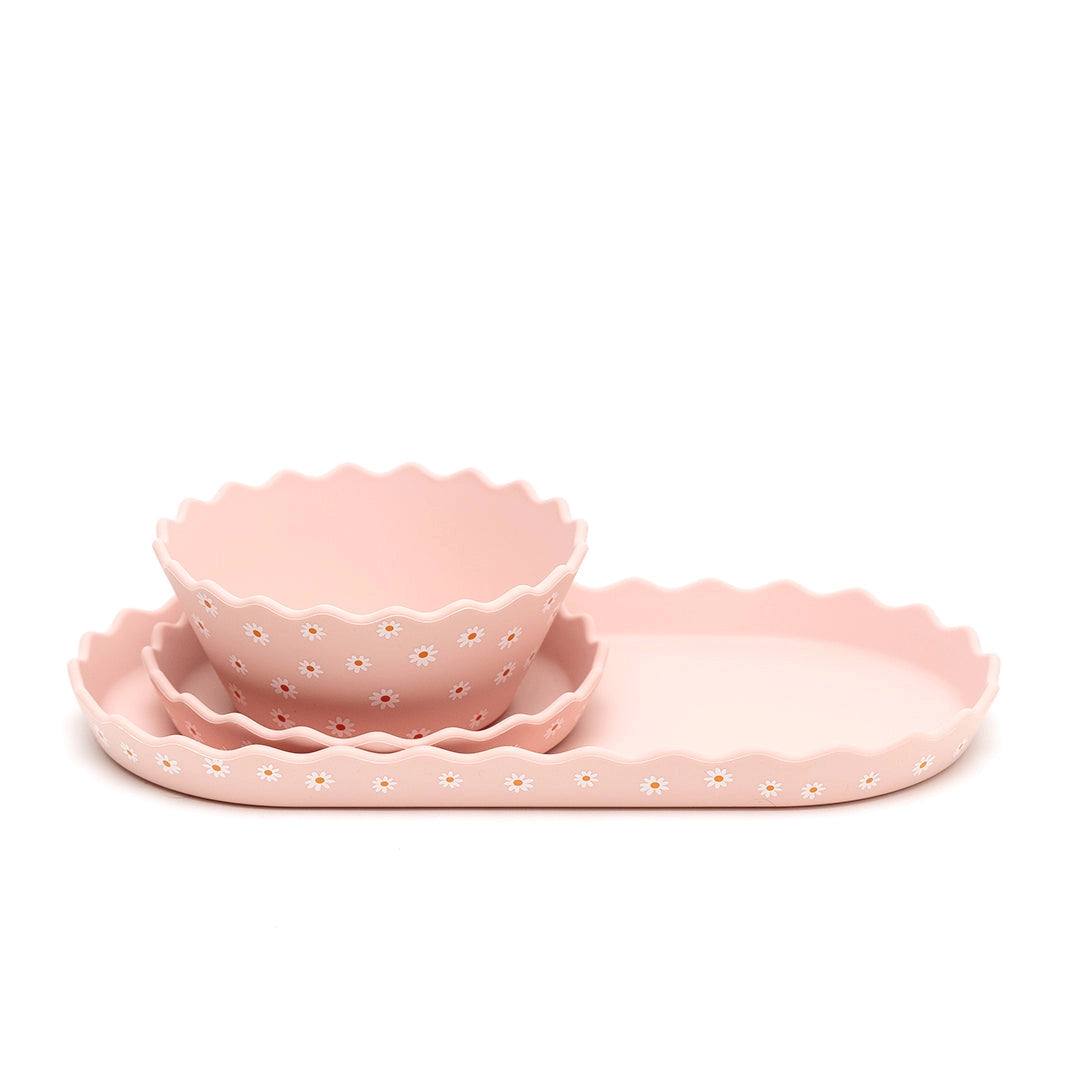 Bowl and Plate Set | Pink Daisy