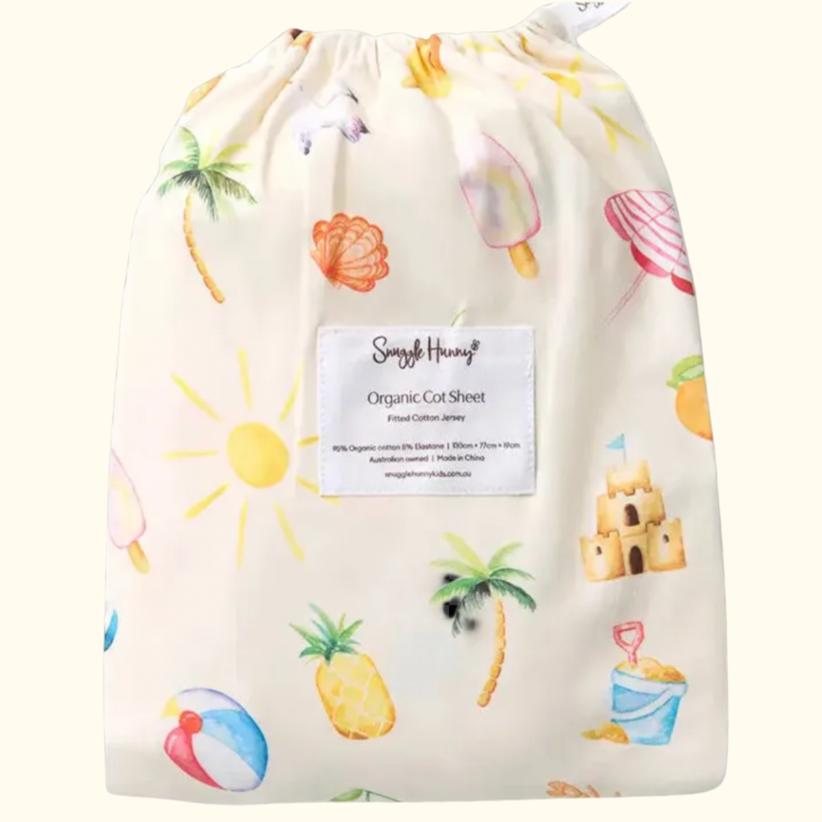 Beach Fun Organic Fitted Cot Sheet - Snuggle Hunny
