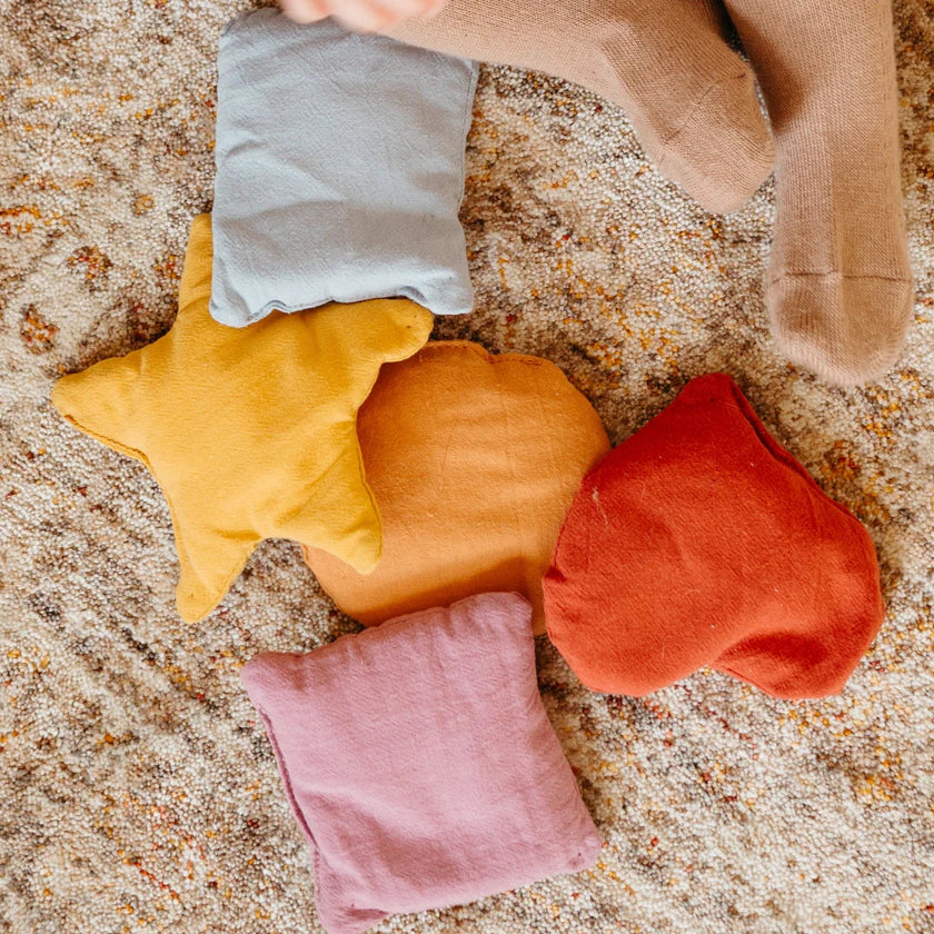 Little Lamb Kind shapes beanies flat lay star square circle soft toy